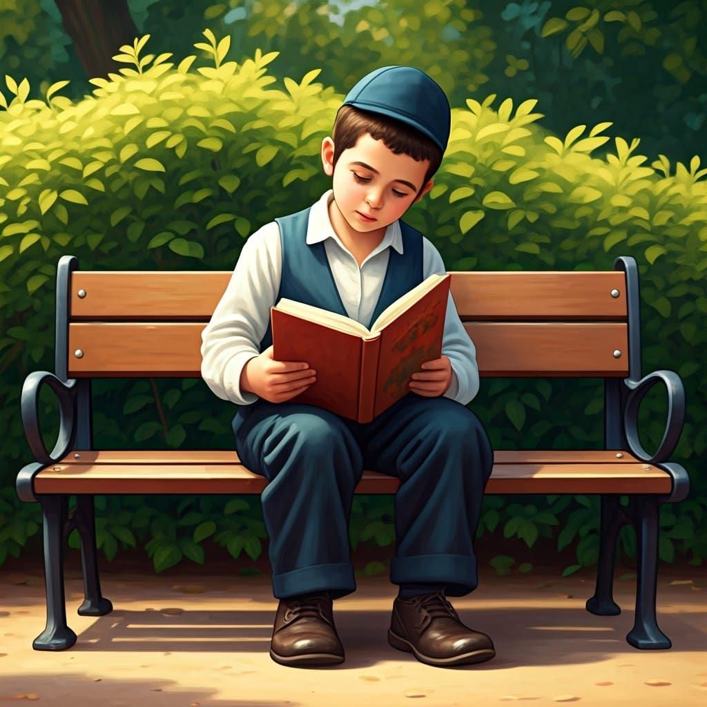 Young Haredi Boy Reads to Children in a Vibrant Storybook La...