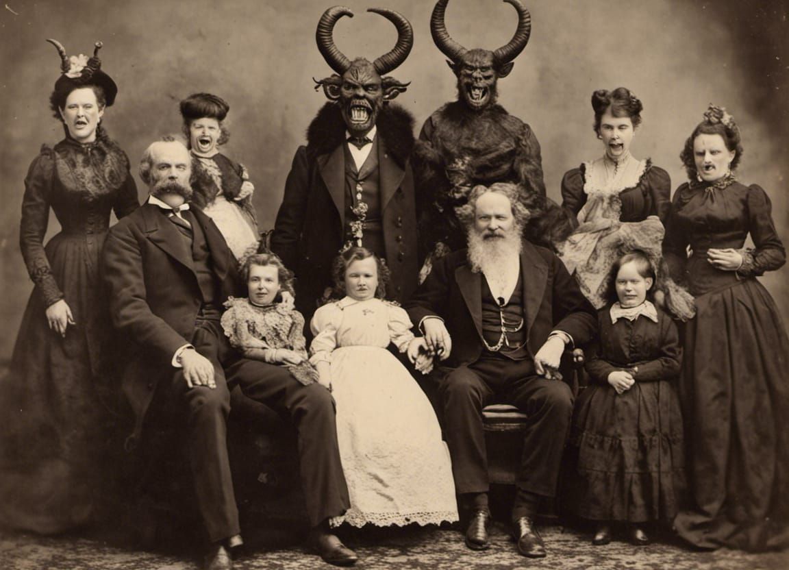 Krampus Joins Victorian Family: Creepy 1880s Photo