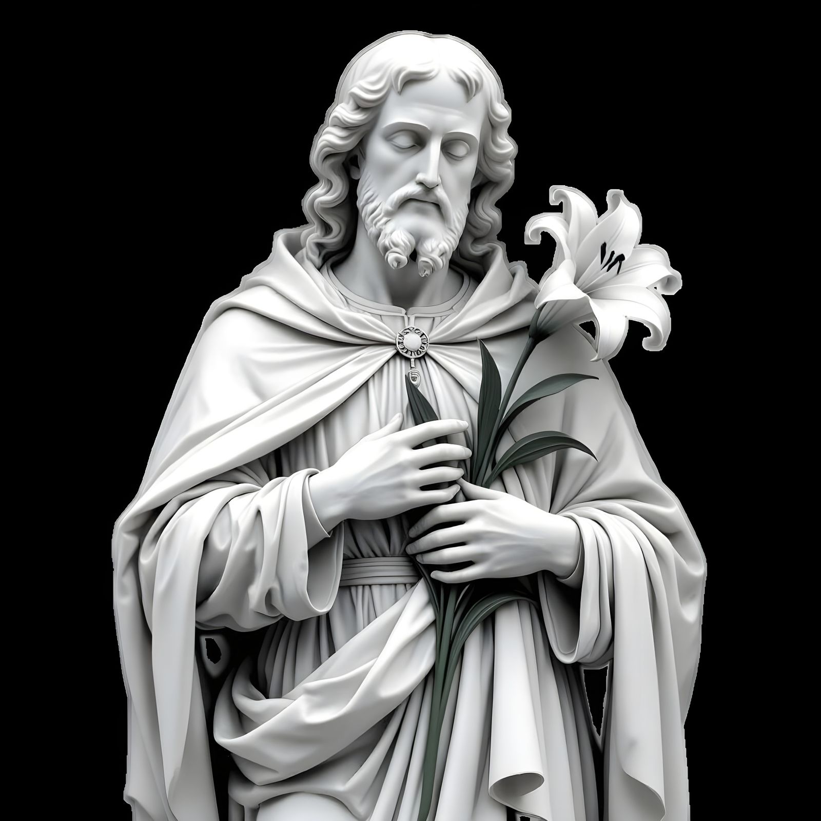 St. Joseph Bas-Relief Sculpture with Lily