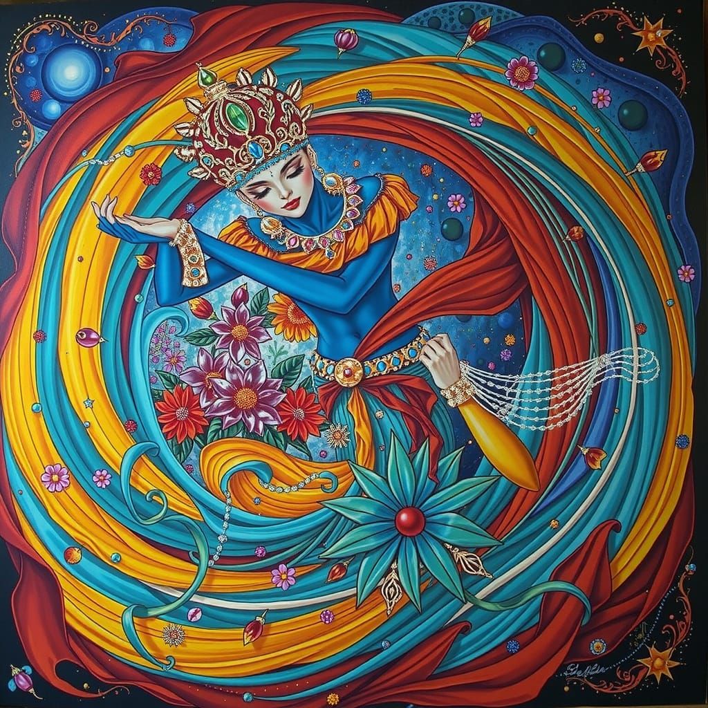 Psychedelic Garden Dream with Cosmic Mystery