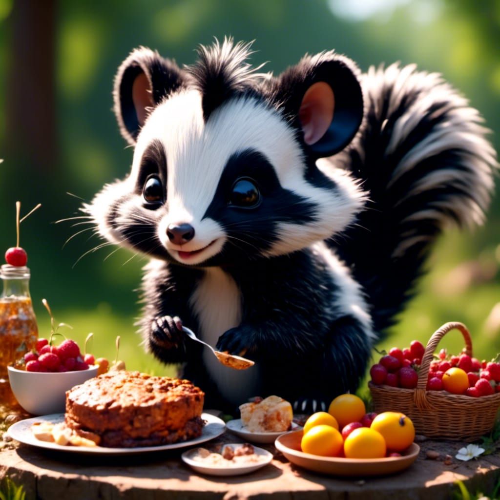 Chibi Skunk at Sunny Picnic, Graffiti Art