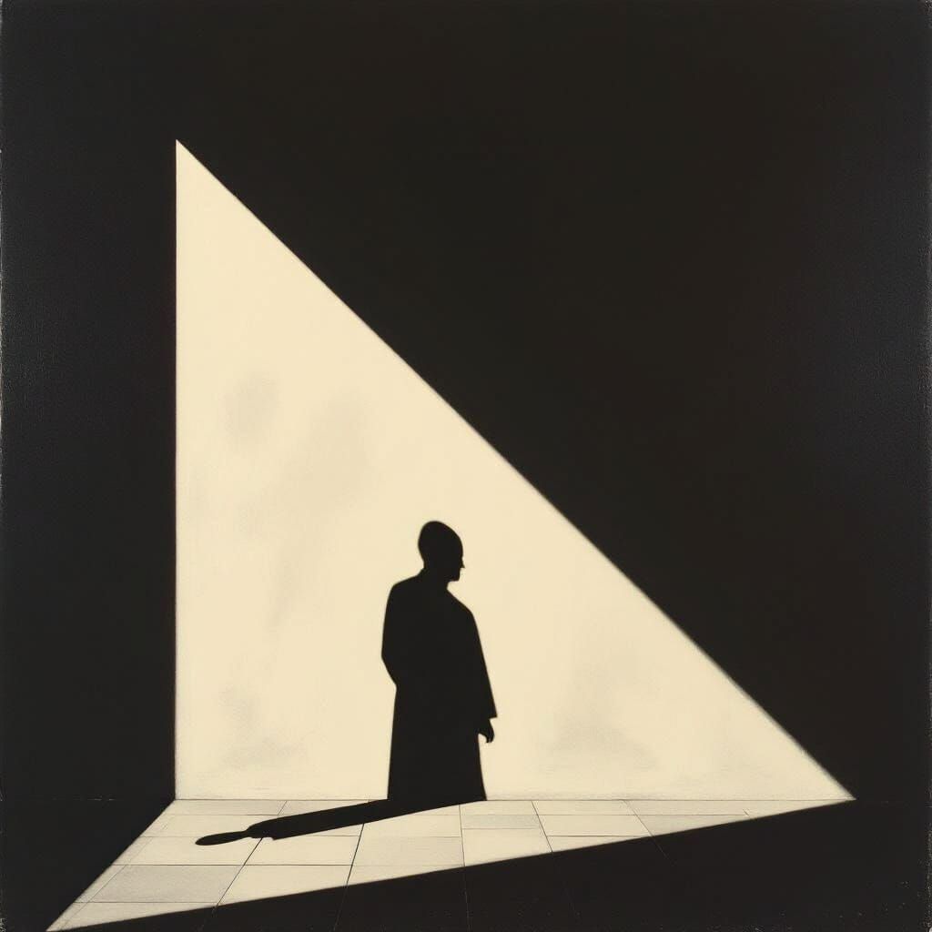 Mysterious Shadow on Textured Wall in Chiaroscuro Style