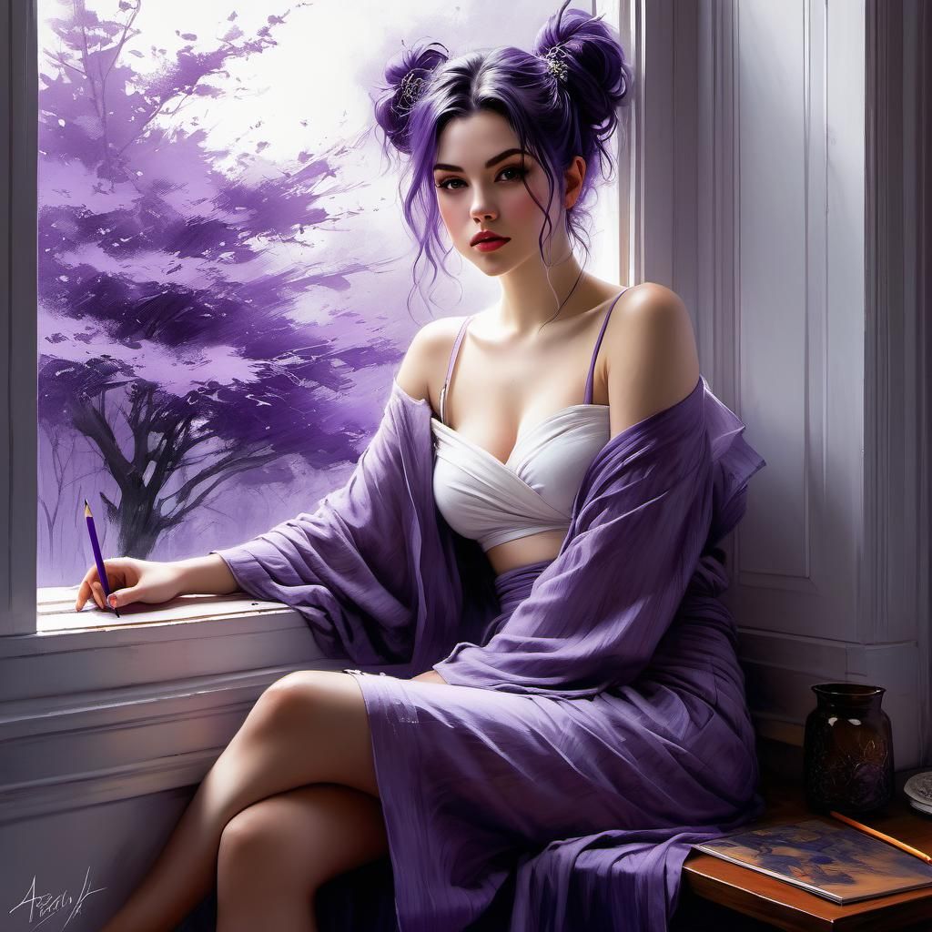 Stunning Watercolor Sketch of Woman by Window