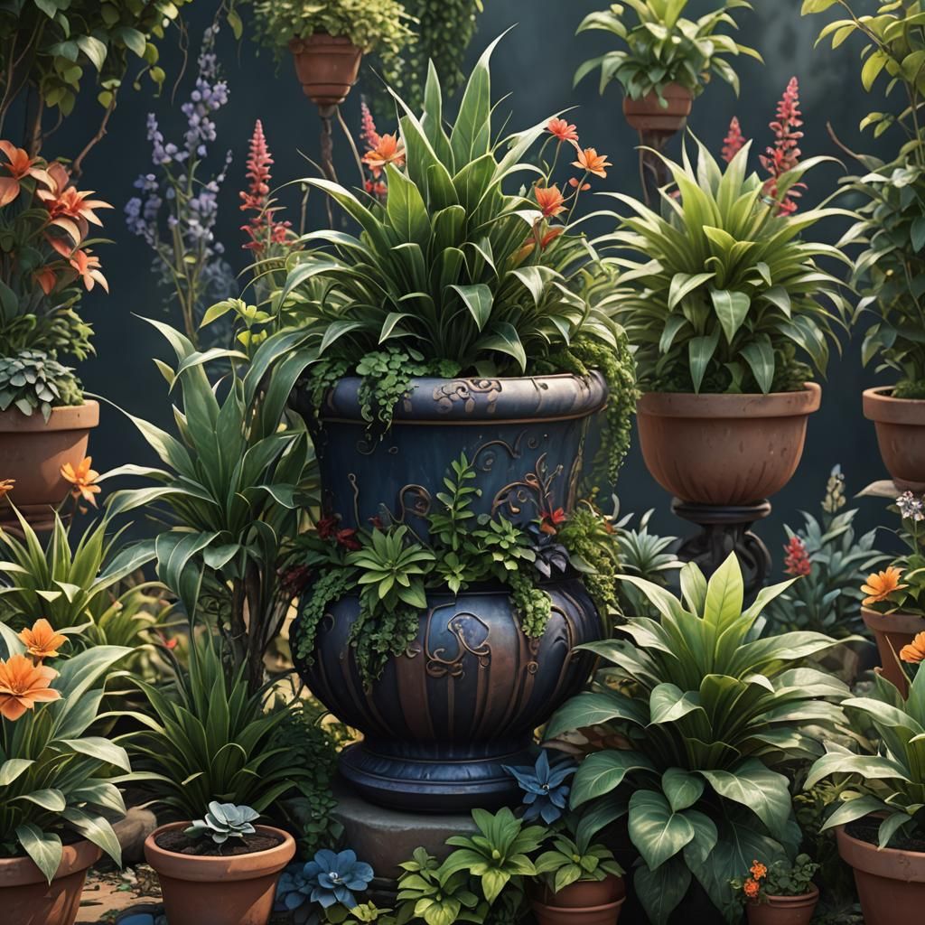 Plants in a Garden: Detailed Matte Painting