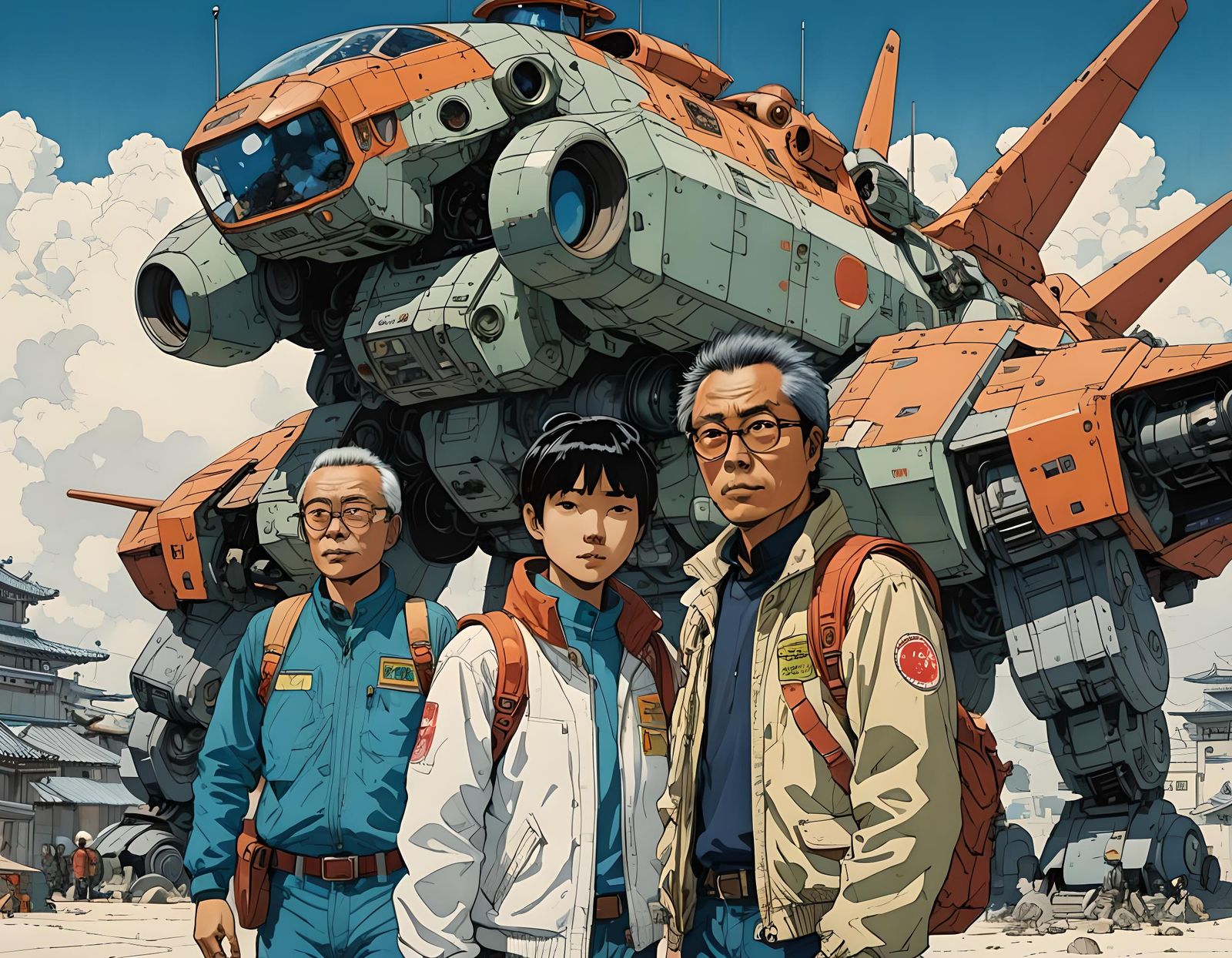 AI Mashup: Otomo, Ghailan, and Moebius Styles