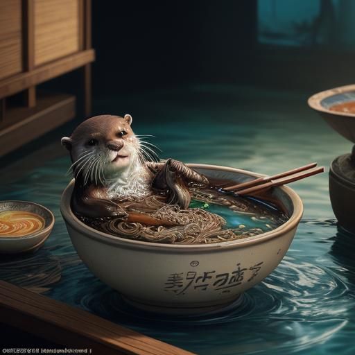 Otter's Ramen Adventure: A Fantastical Digital Painting