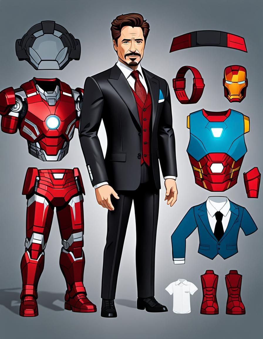 Cartoon Paper Doll: Tony Stark as Iron Man