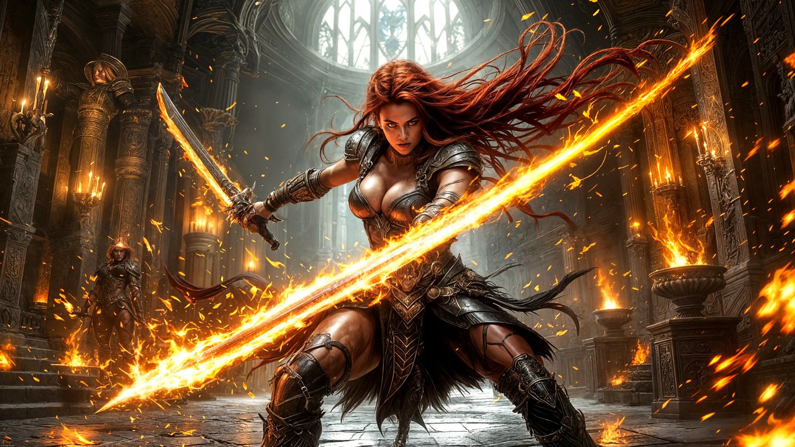 Valkyrie Vampire Slayer in Ornate Castle Hall