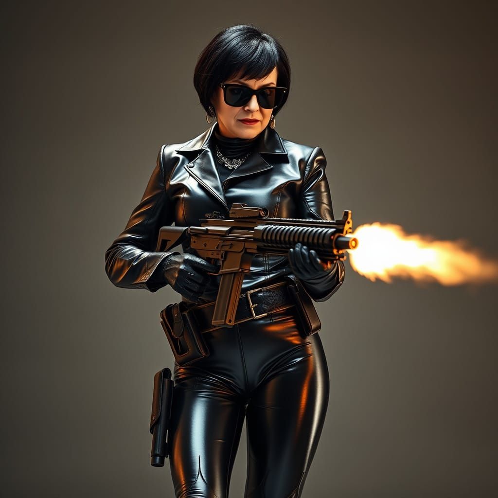 Mature Prison Warden Mistress in Cyberpunk Armor