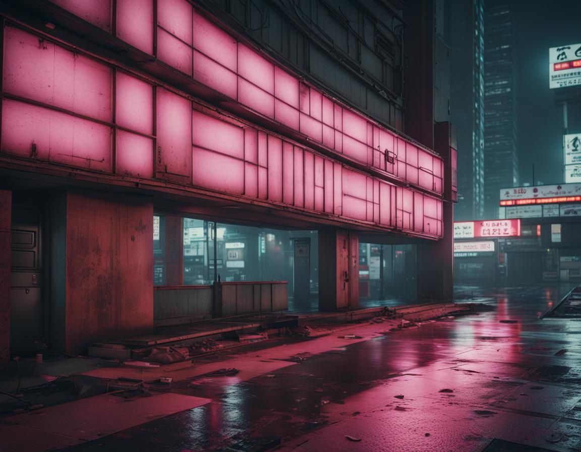 Creepy Neon City Street in Japan