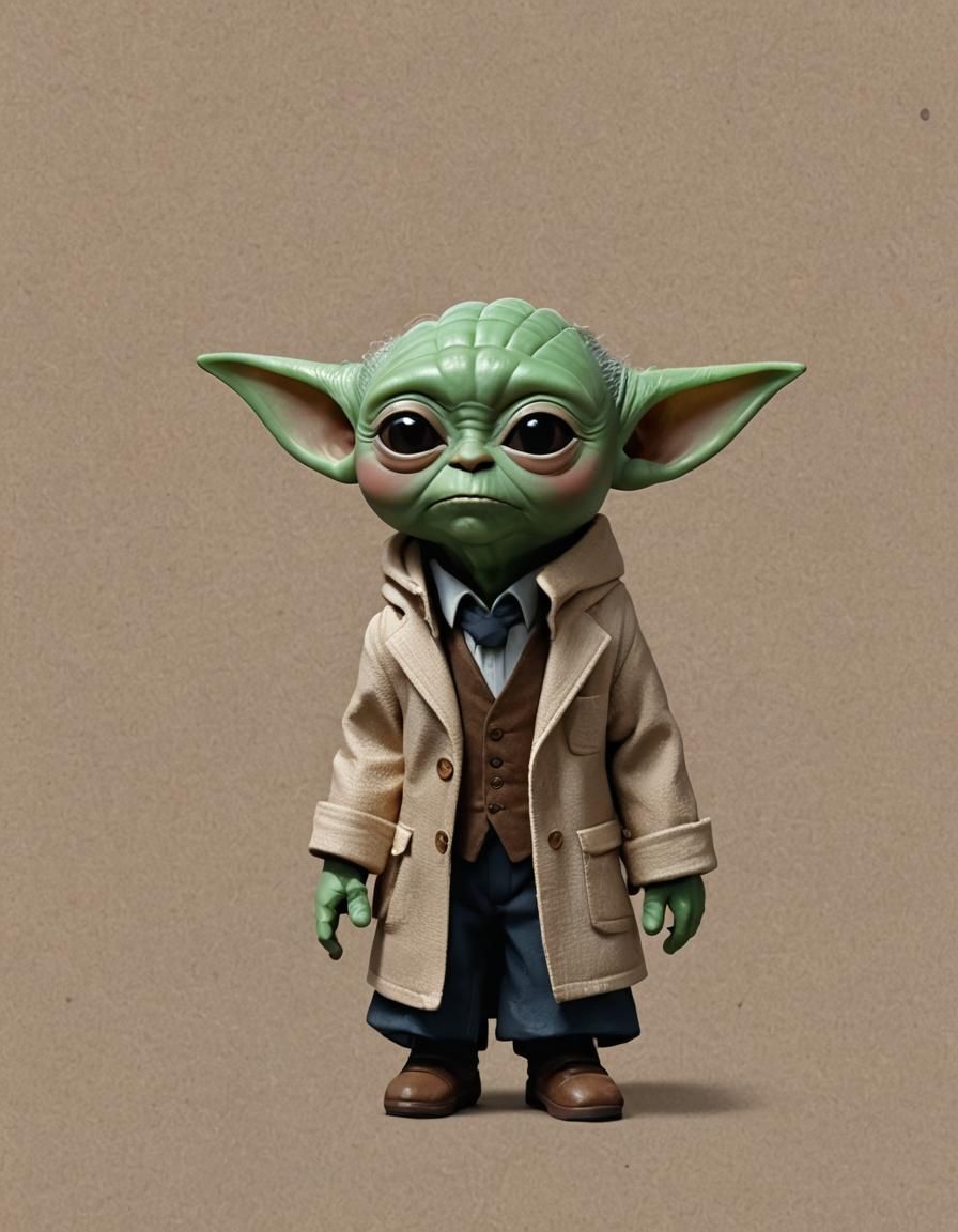 Baby Yoda in Suit: Hyperrealistic Action Figure
