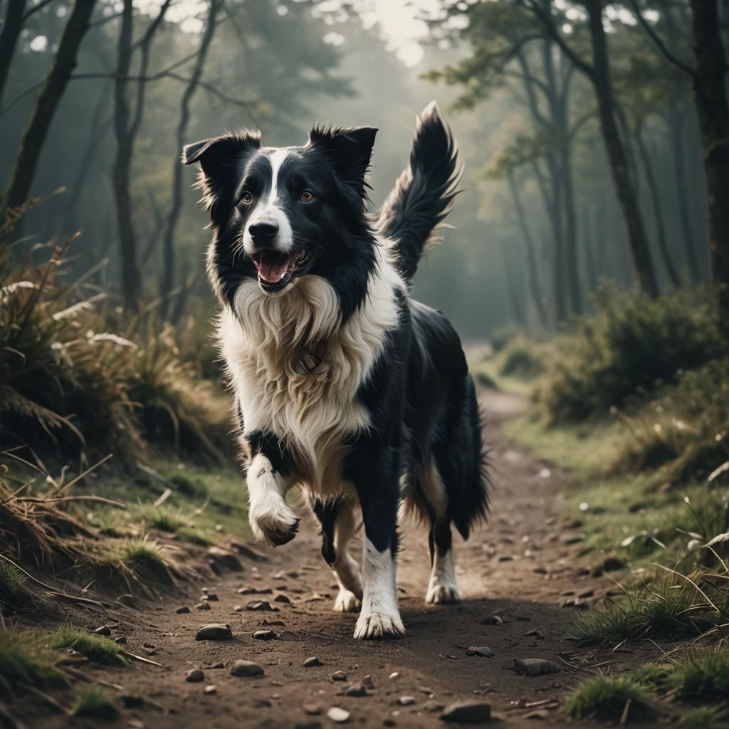 Cinematic Border Collie Film Still