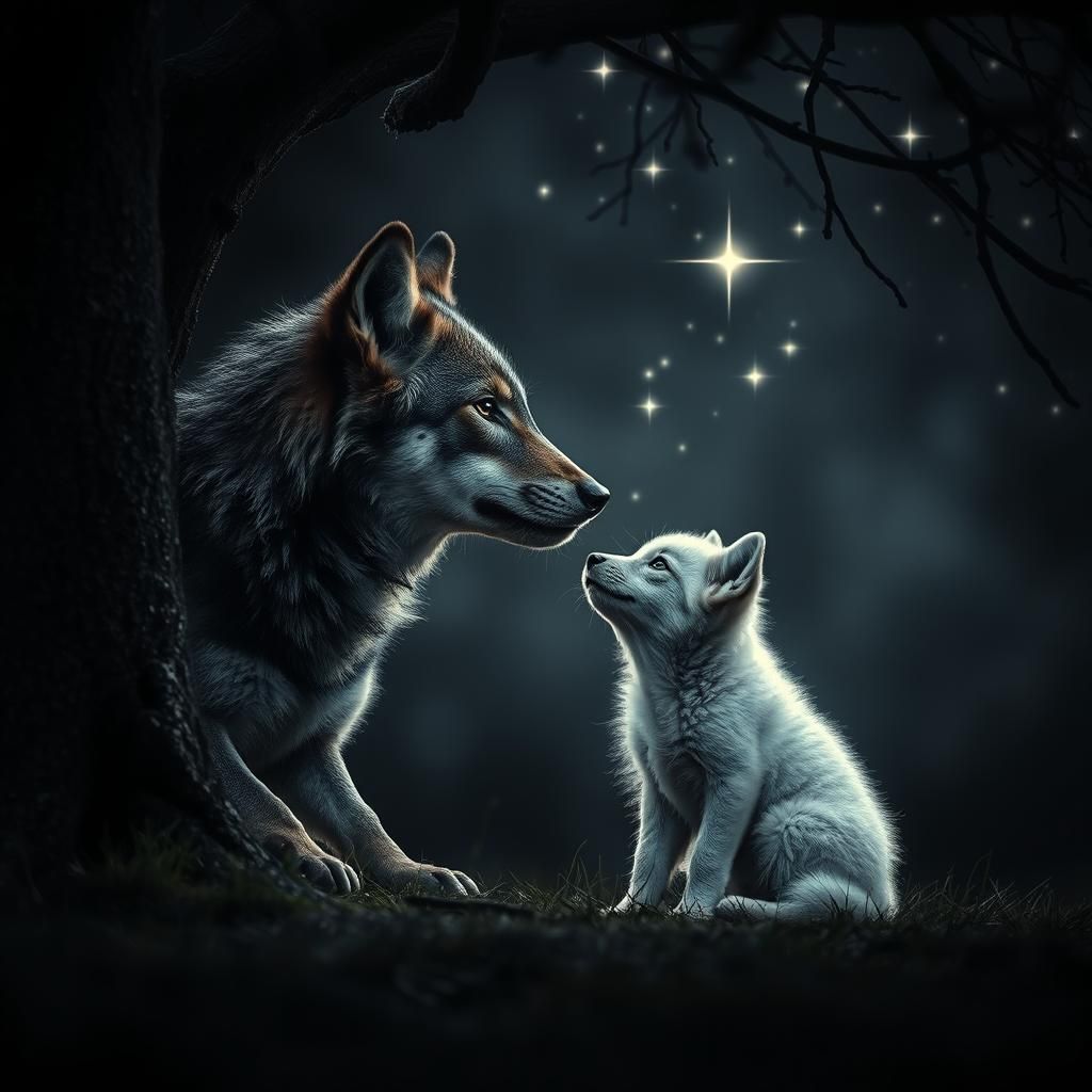 Wolf Cubs Stargazing: Alcohol Ink Art