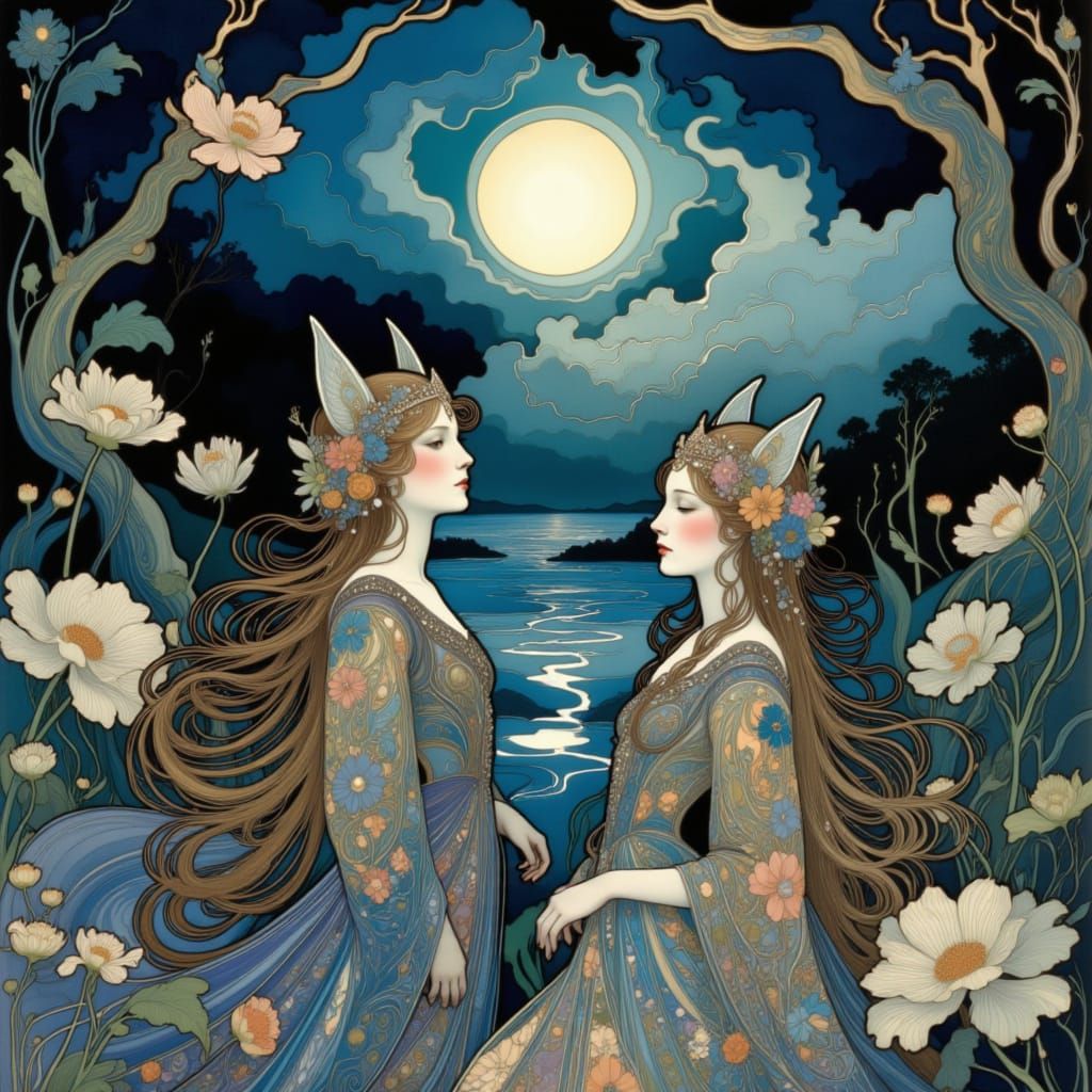 Cats in a Stormy Sea Village