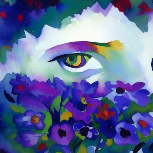 Woman with Emerald Eyes in Expressionist Watercolor