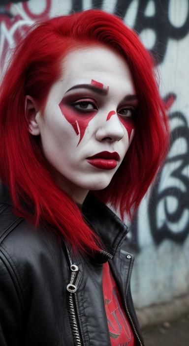 Punk Portrait with Double Exposure in Ink Art Style