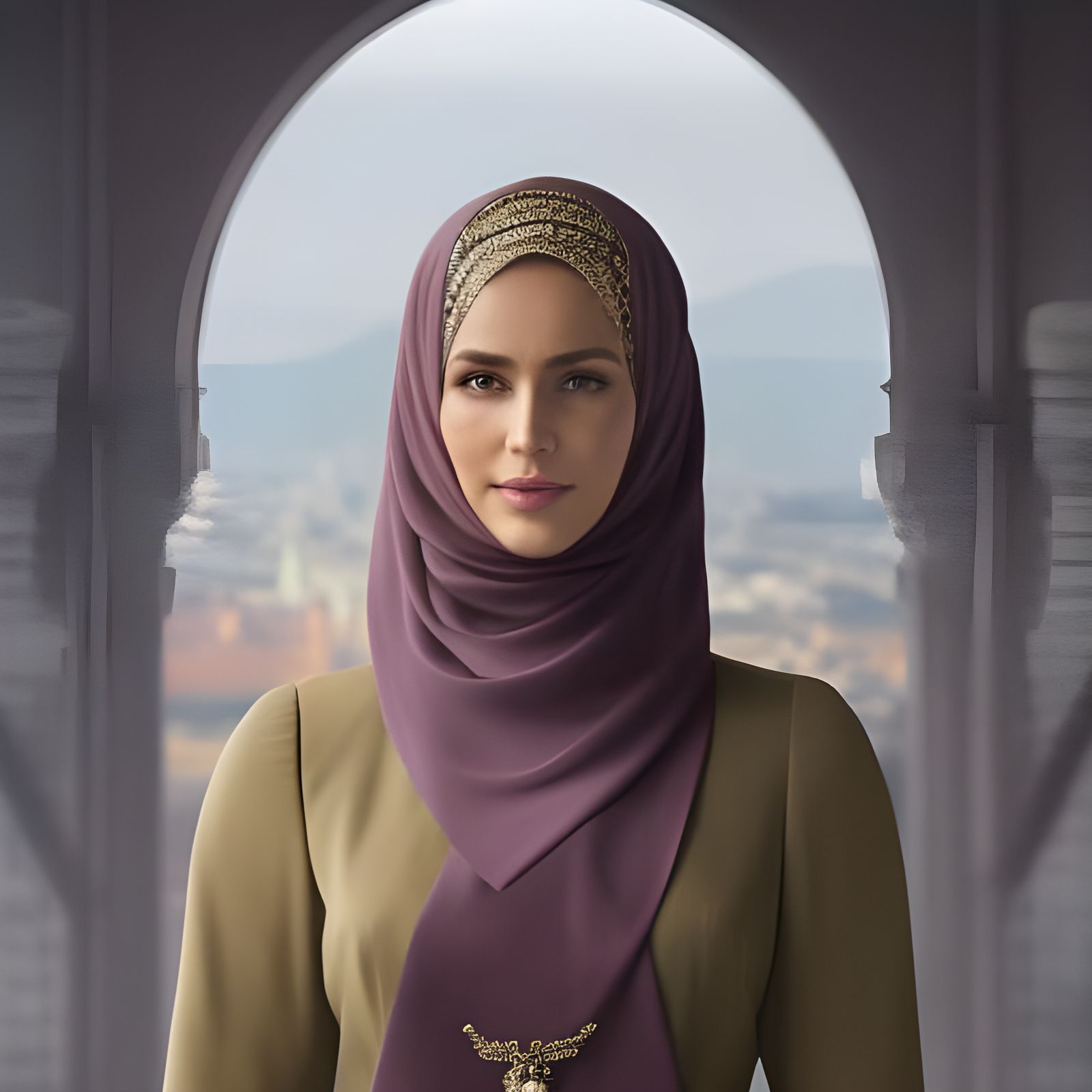German Woman in Hijab: Hyperdetailed Portrait