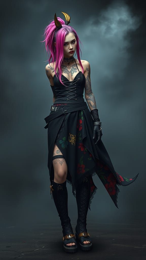 Ethereal Gothic Goddess in Dark Fantasy Attire