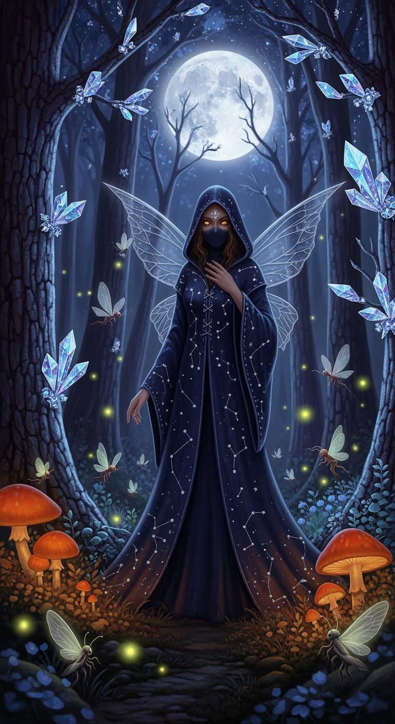 Nightfey in Crystal Forest Under Moonlight