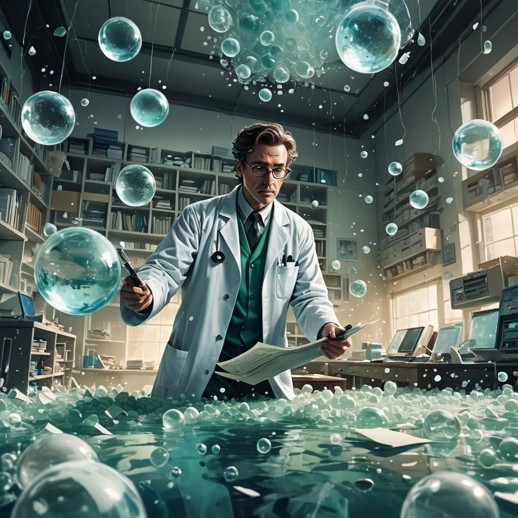 Surreal Futuristic Laboratory Scene in Cyberpunk Style