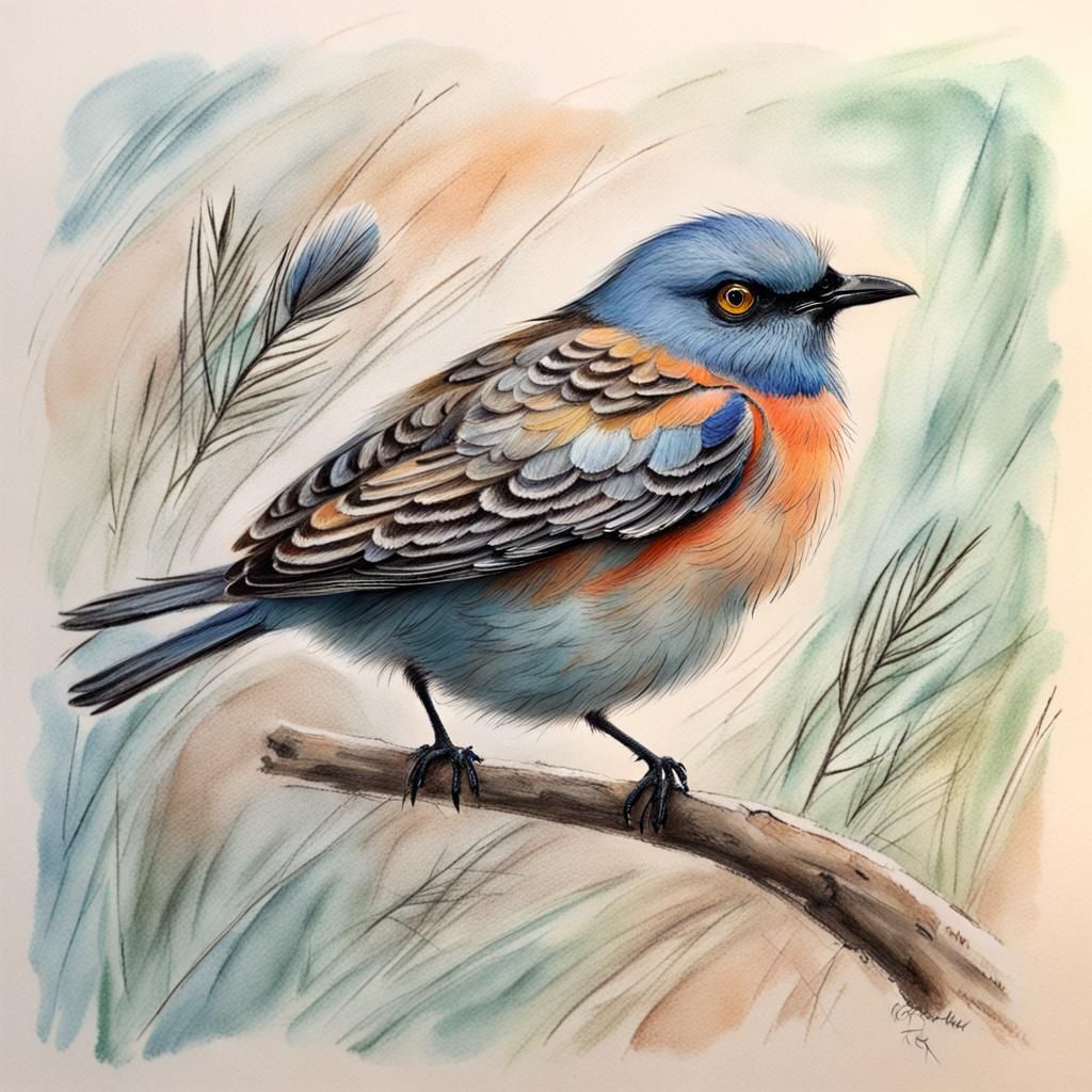 Bluebird in Pastel Style of Olga Tchefranov
