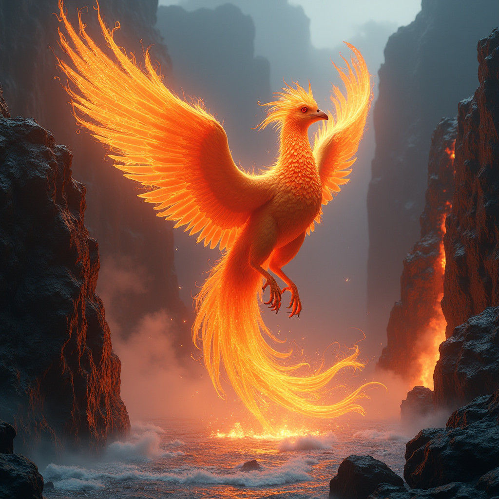 Fiery Phoenix Rising: A Fantasy Concept Art Piece