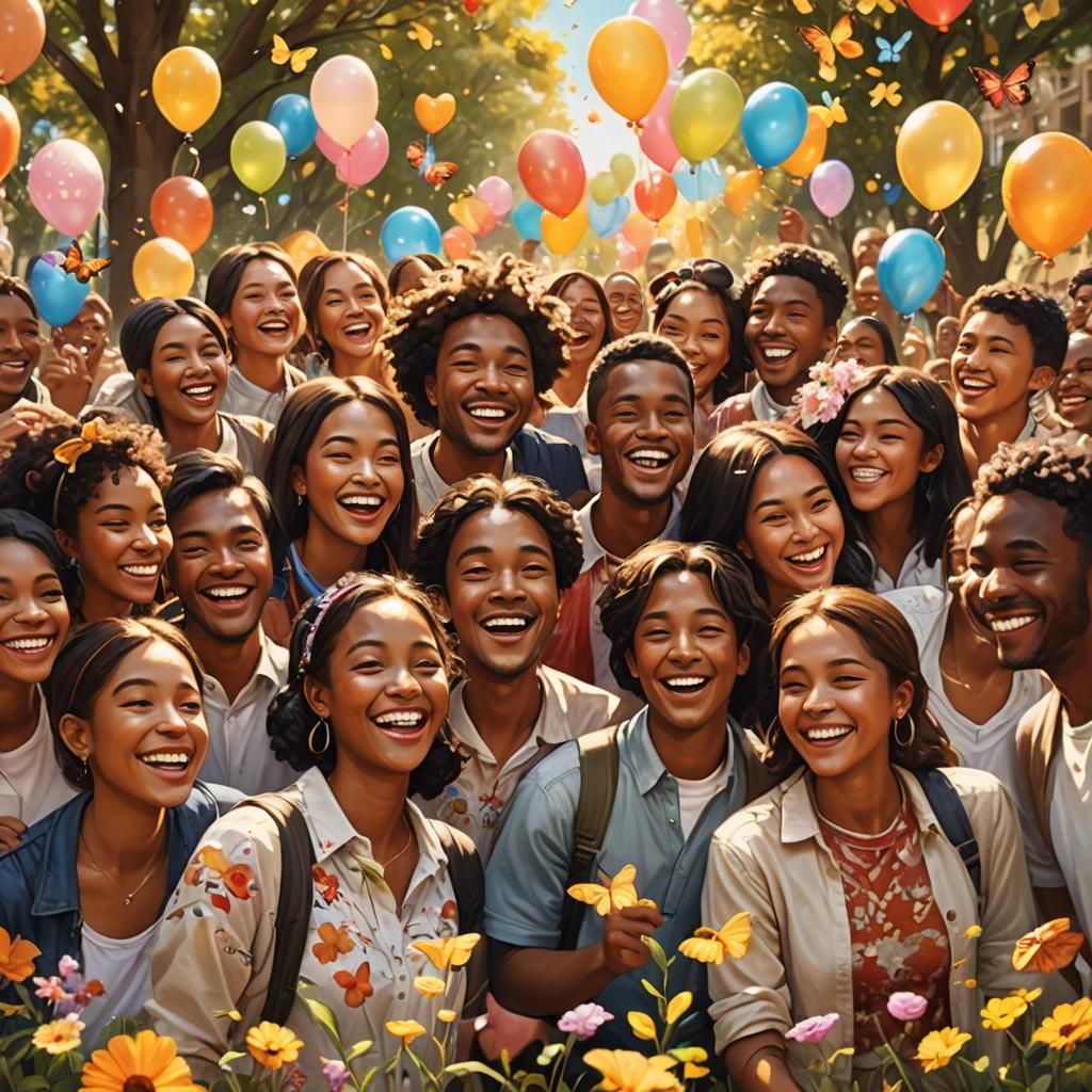 Diverse People Celebrate Unity in Sunlit Park