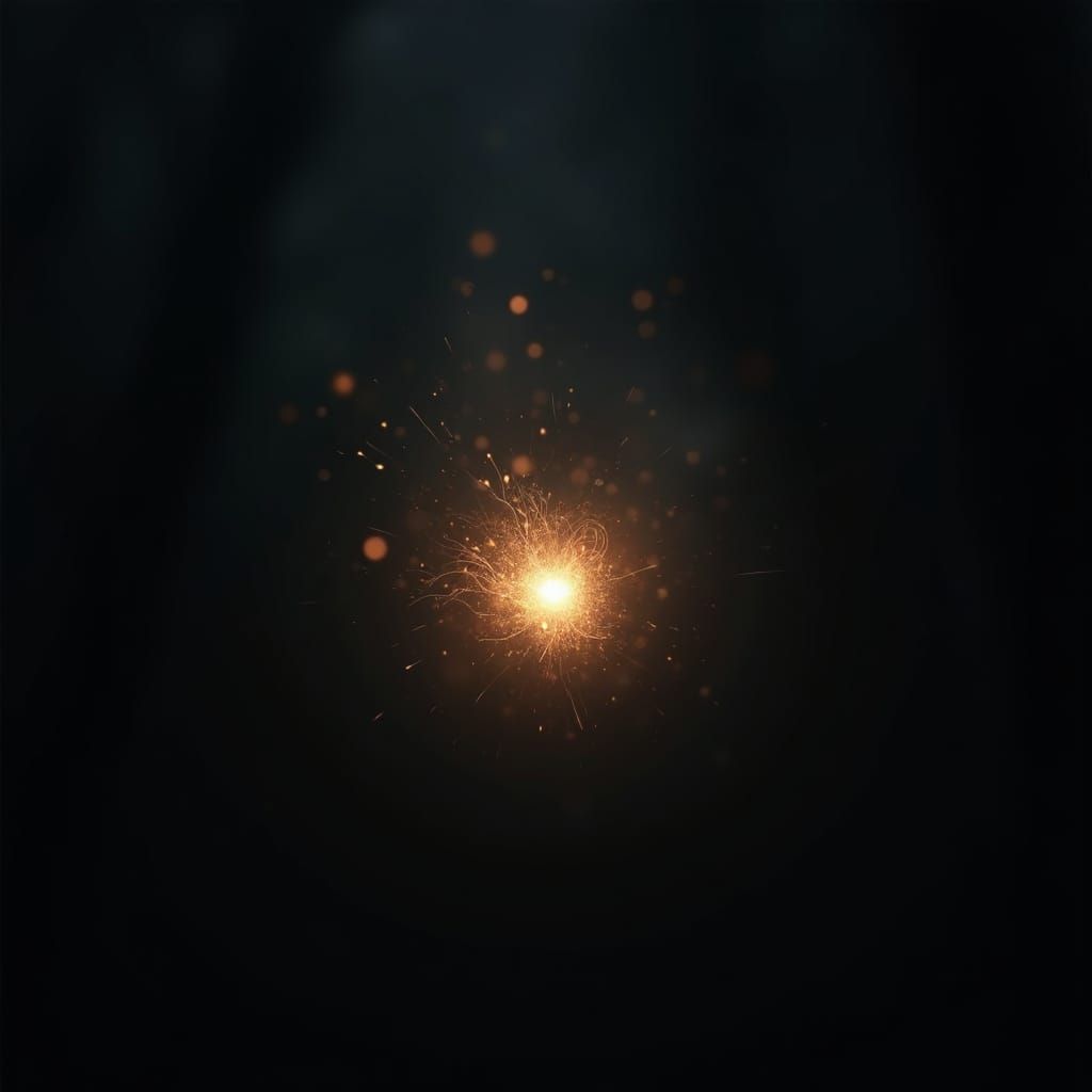 Glowing Spark in Darkness: Digital Art