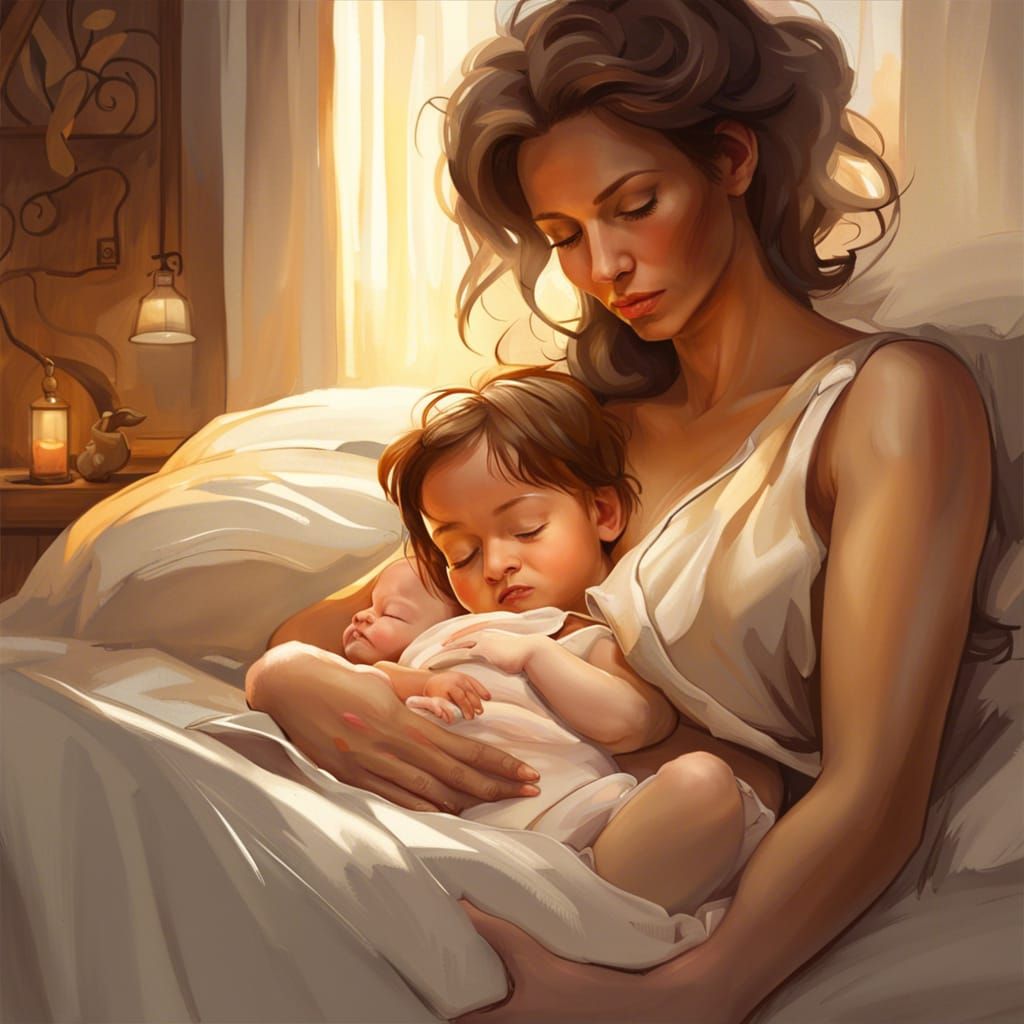 Mother and Child Portrait in Bedroom