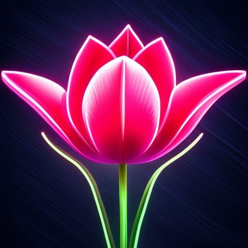 Cyberpunk Neon Tulip in Ultra-Detailed 3D Rendering