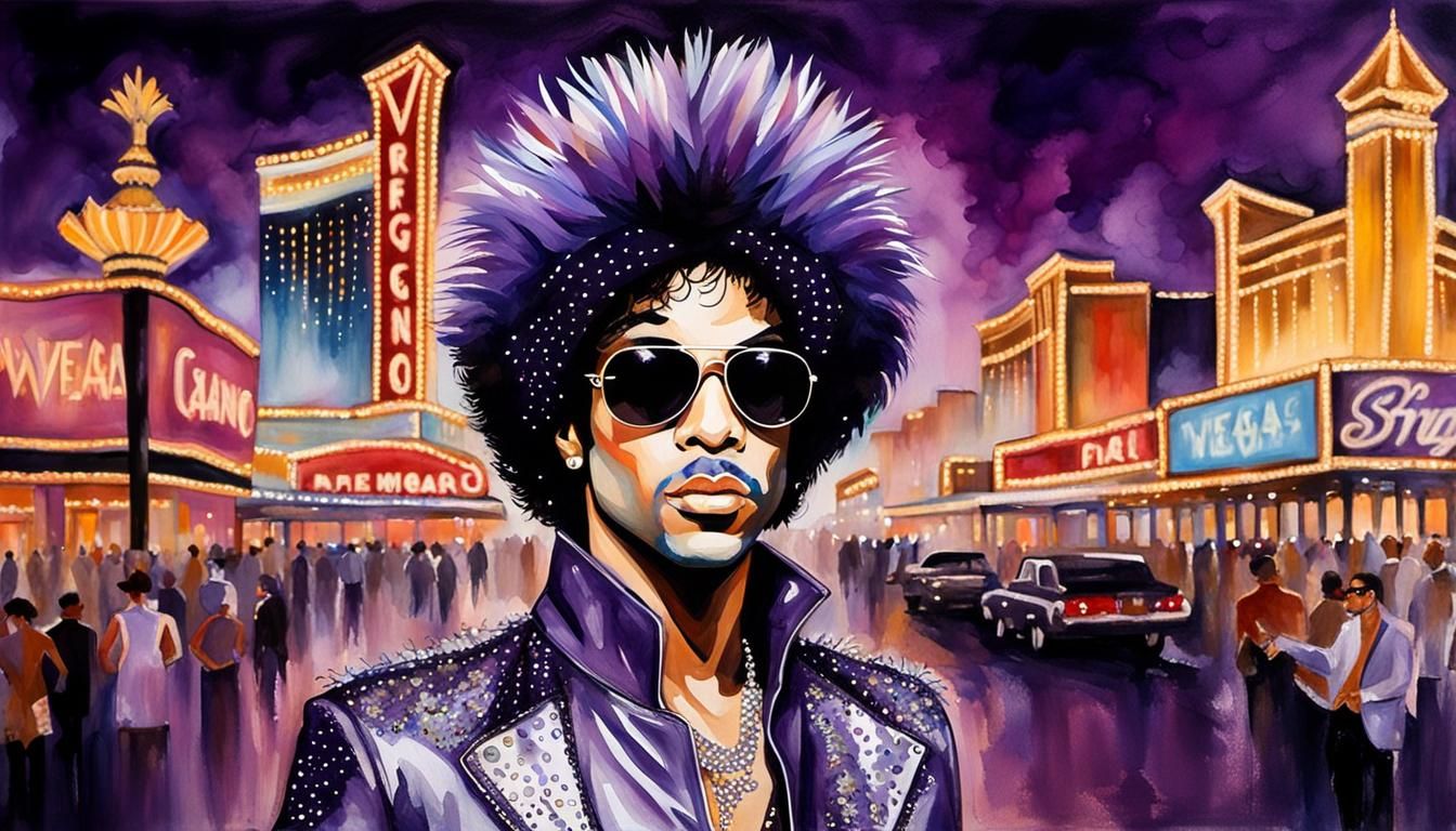 Prince Portrait in Vegas, Watercolor and Acrylic
