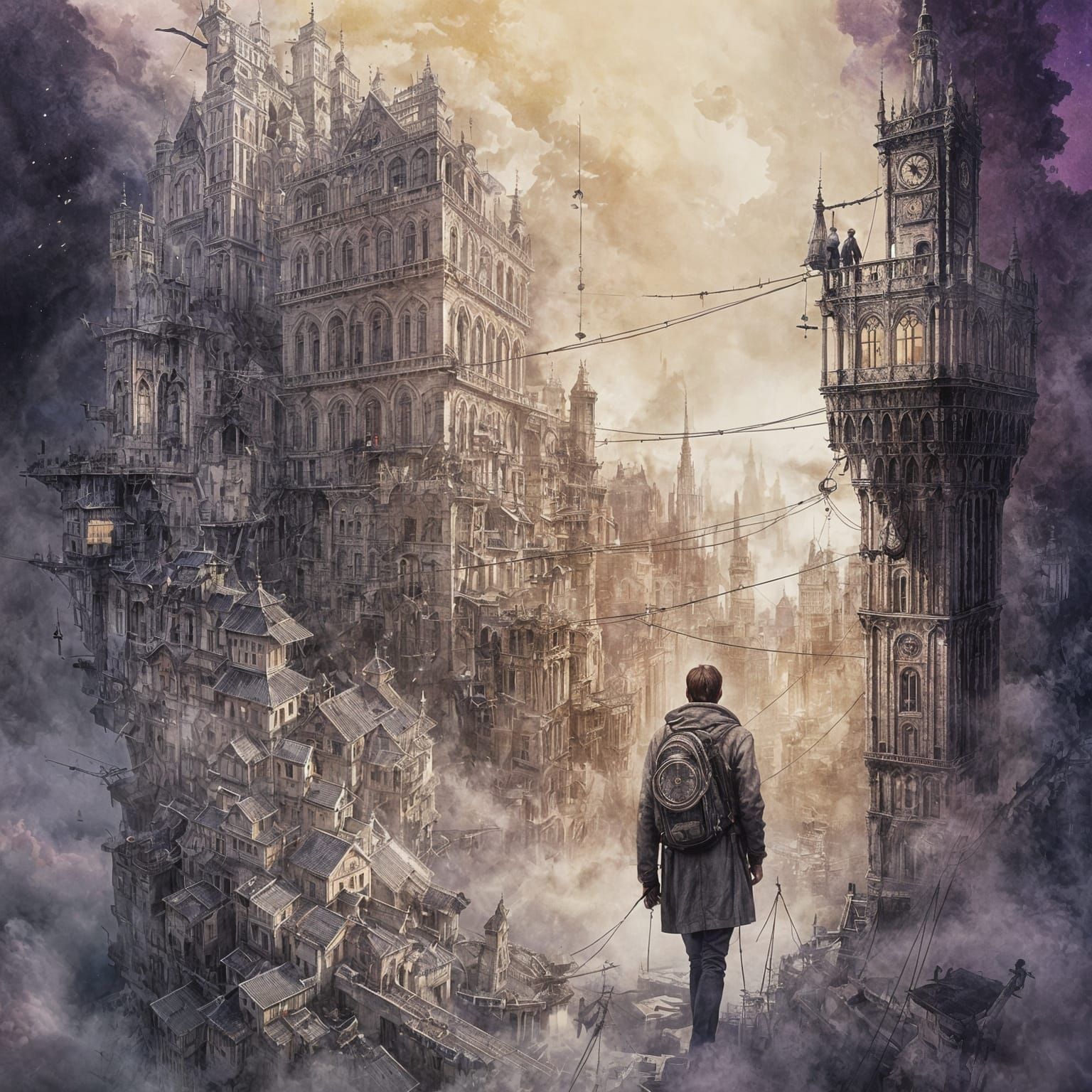 Tower of Memories in Gouache and Watercolor