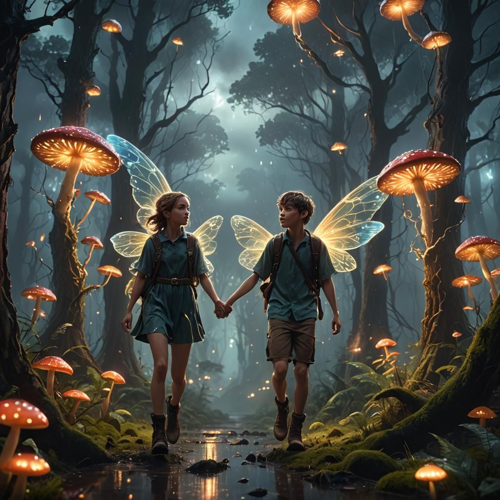 Enchanted Forest: Teenage Fairies in a Storm