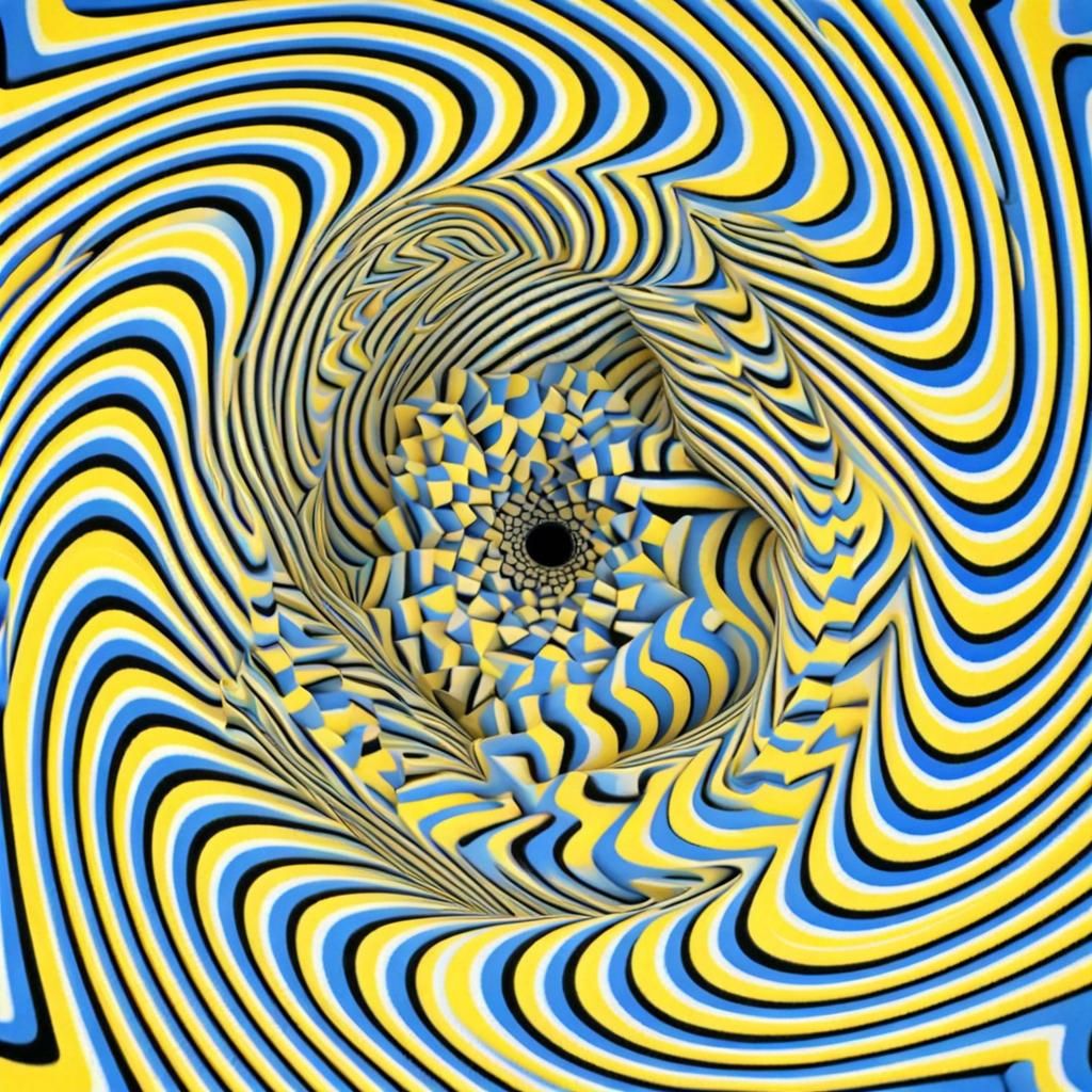 Dynamic Optical Illusion in Yellow and Blue