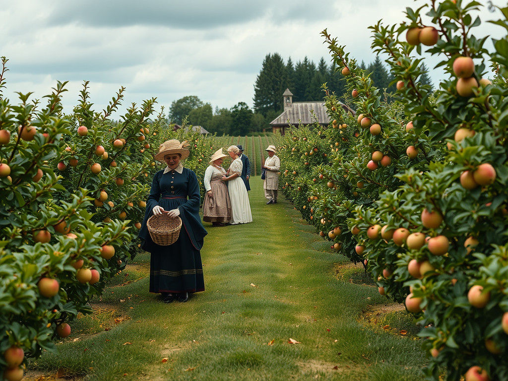Victorian Apple Harvest in Hyperrealistic Style