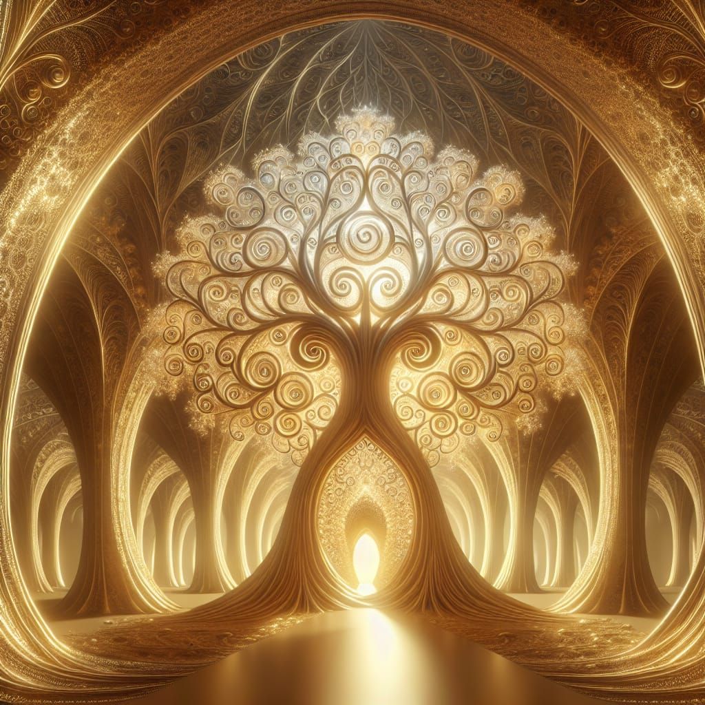 Golden Tree Arch in Vibrant Radiant Gold