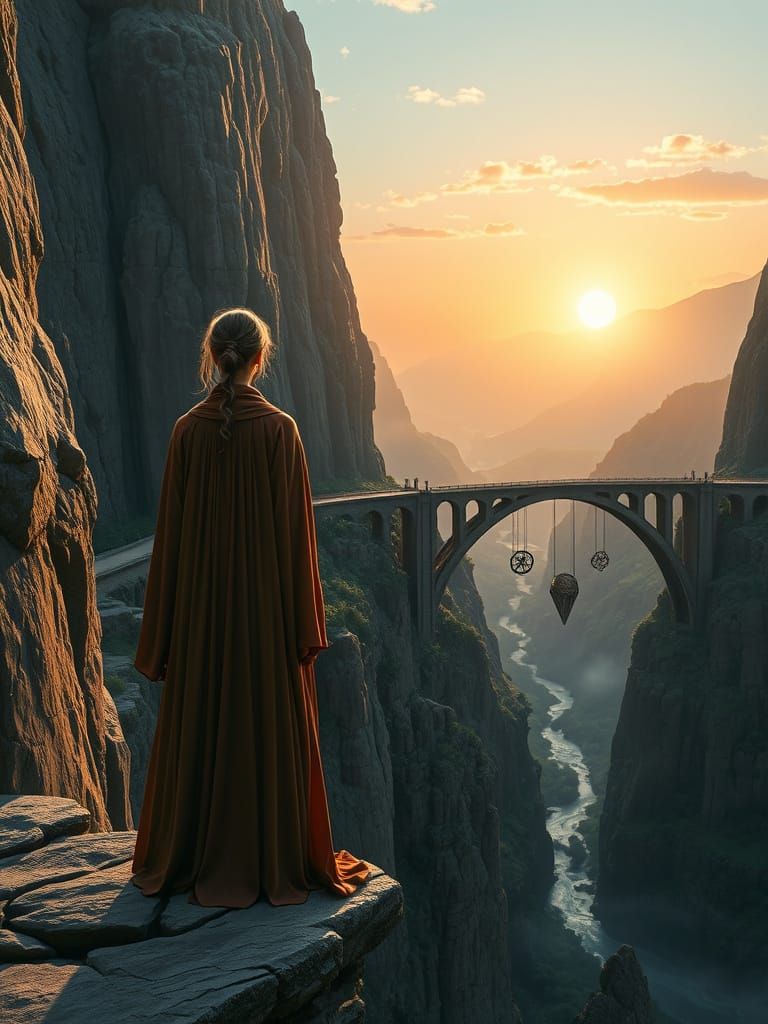 Magical Bridge Between a Cliff Faces