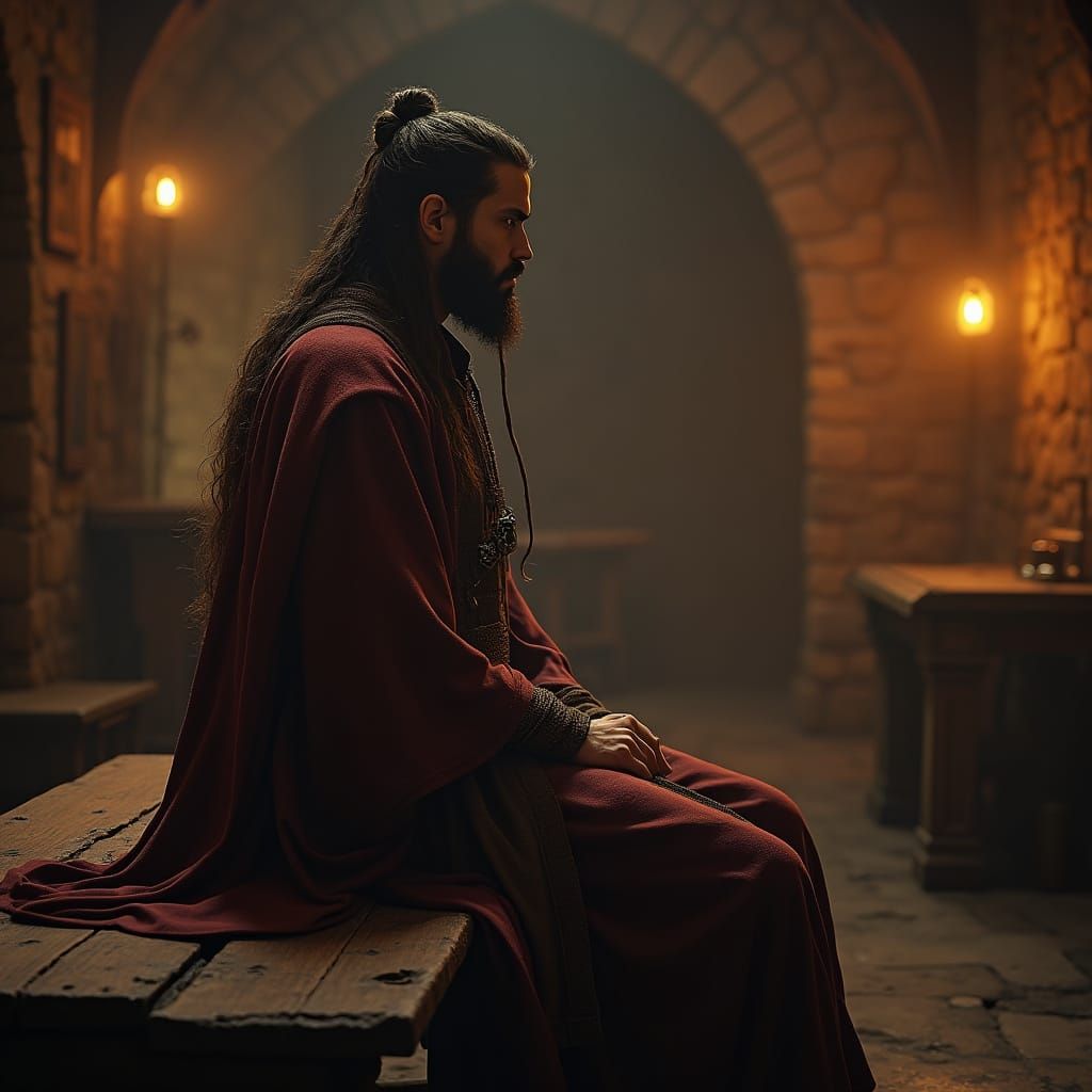 Fantasy Tavern Guard in Golden Light