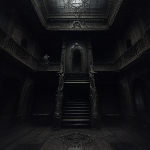 Sinister Bird in House, Hyperdetailed Brutalist Style