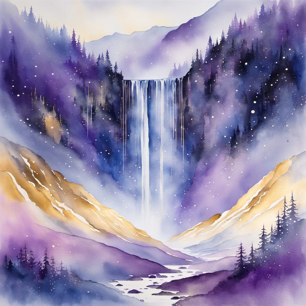 Watercolour waterfall