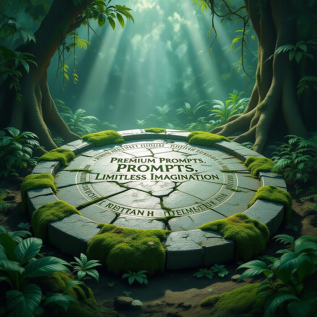 Jungle Stone Circle Platform Engraved with Symbols