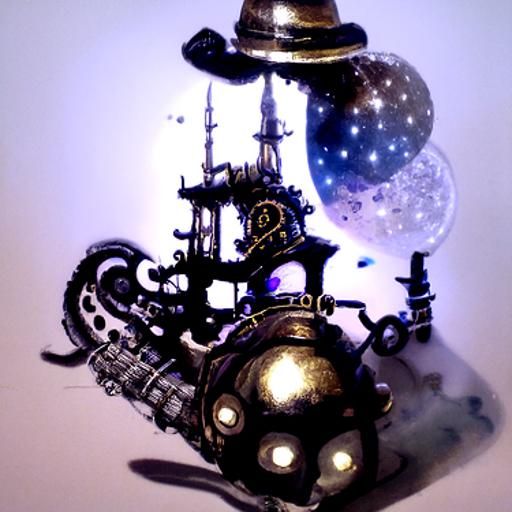 Steampunk Spaceship Soaring Through Nebula