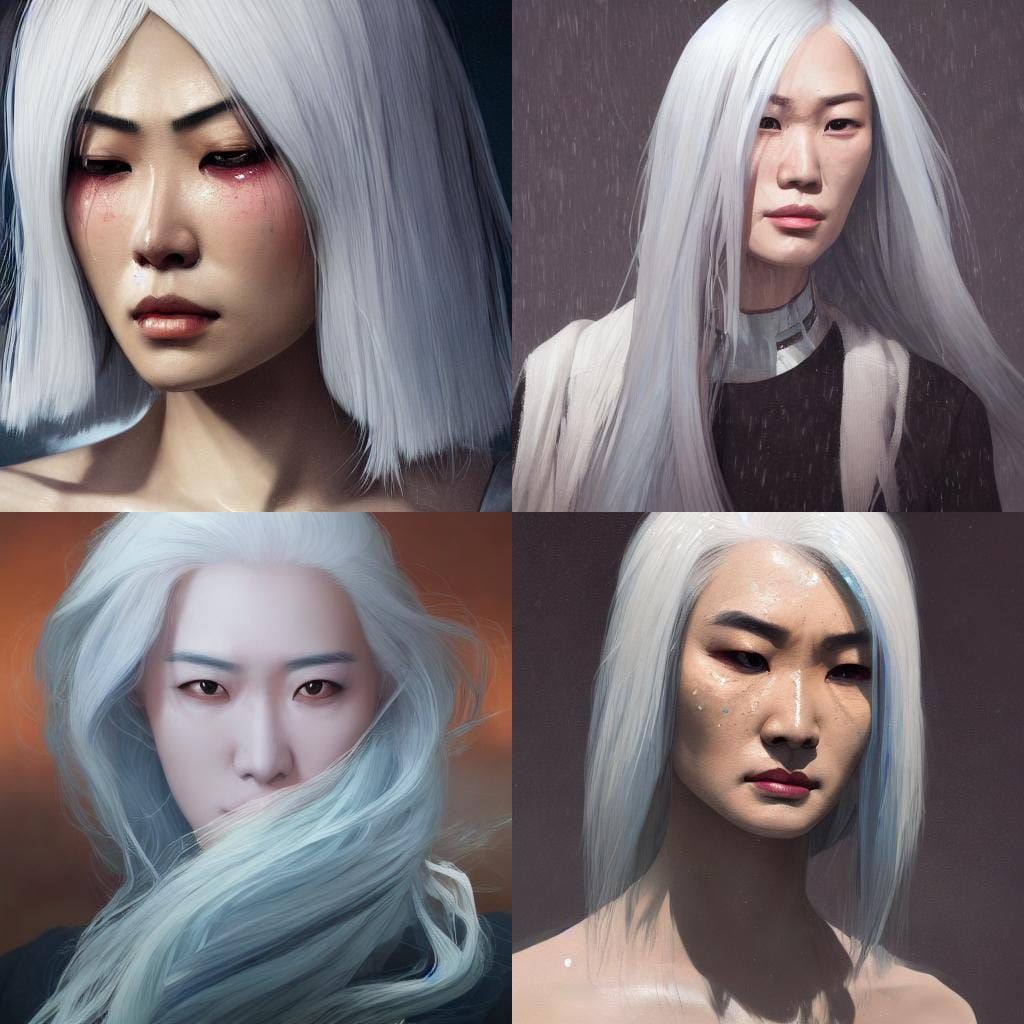 Sad Asian Woman Portrait in Detailed Digital Art
