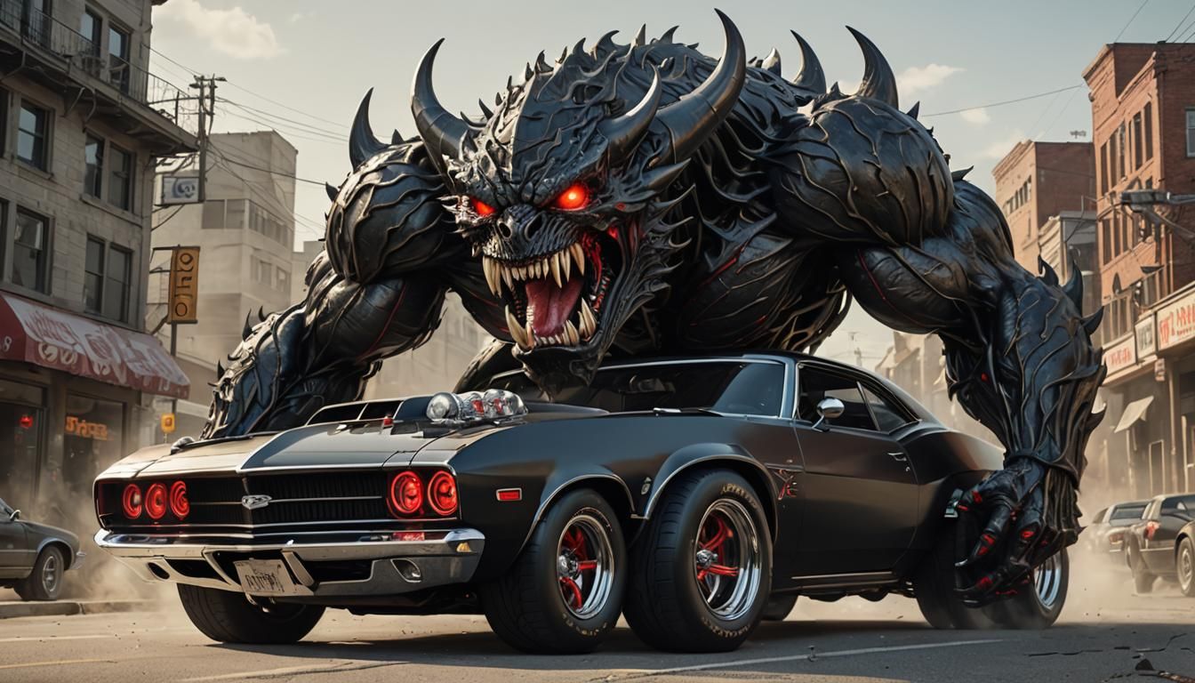 Monster Muscle Car Hybrid in Dark Fantasy
