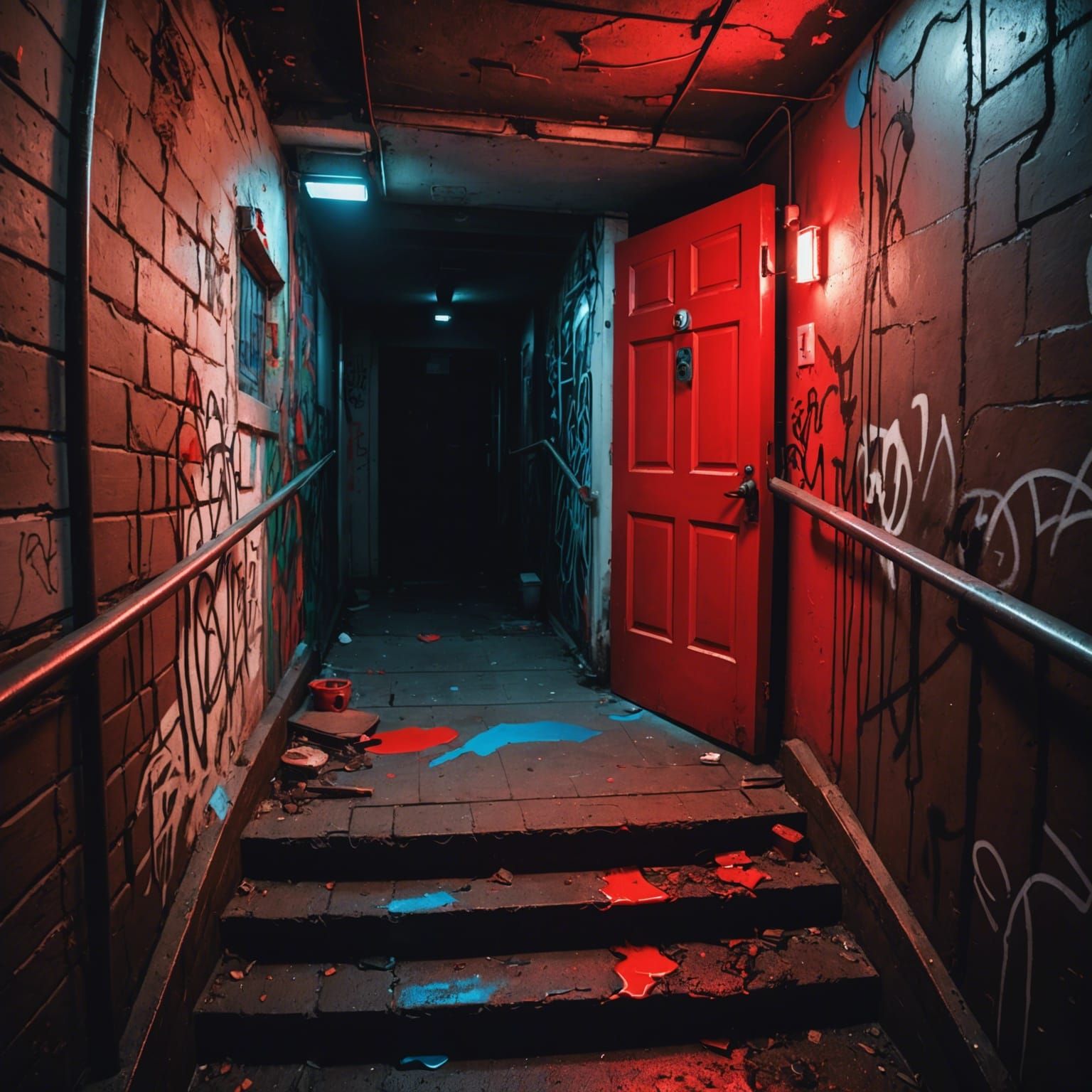 Glowing Graffiti Art Basement Door