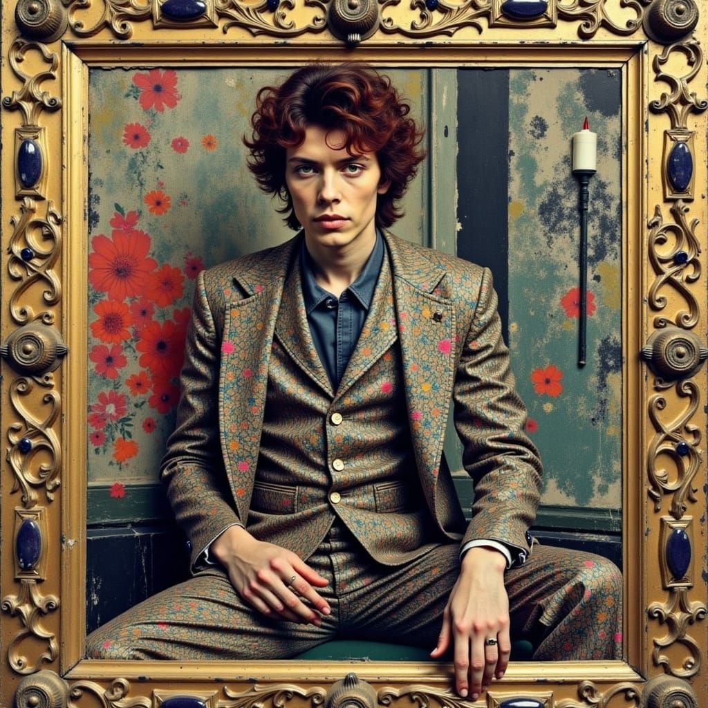 David Bowie Portrait in Gothic Pop Art Style