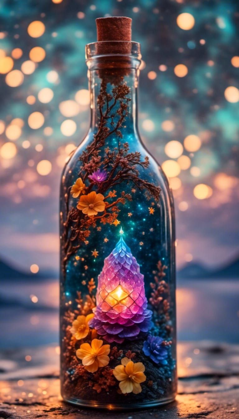 Sparkling Lights in a Bottle: Digital Art