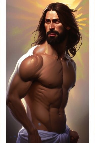 Hyperdetailed Portrait of a Muscular Jesus Christ