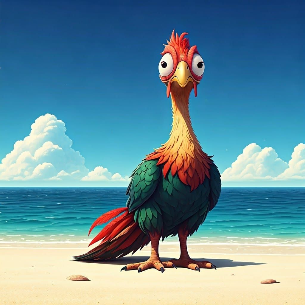 Hei Hei on the Beach: 3D Anime Art