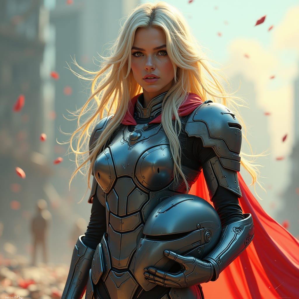 Female dystopian warrior.